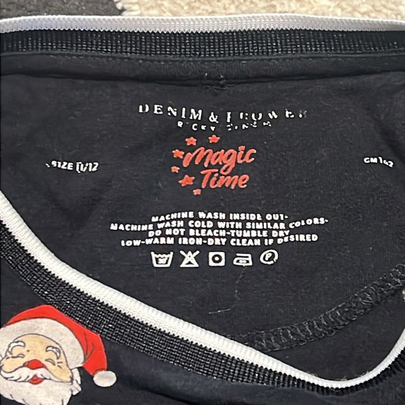 Denim & Flower Black Santa Print Kids T-Shirt - Picture 5 of 8